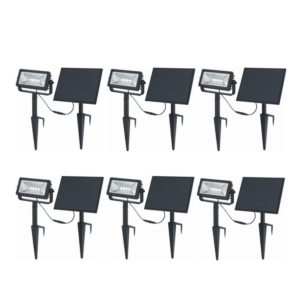 150-300 Lumens Black LED High-Low Rectangular Outdoor Solar Wall Wash Spotlight with Adjustable Lamp Head (6-Pack) price history on PriceWatchPro