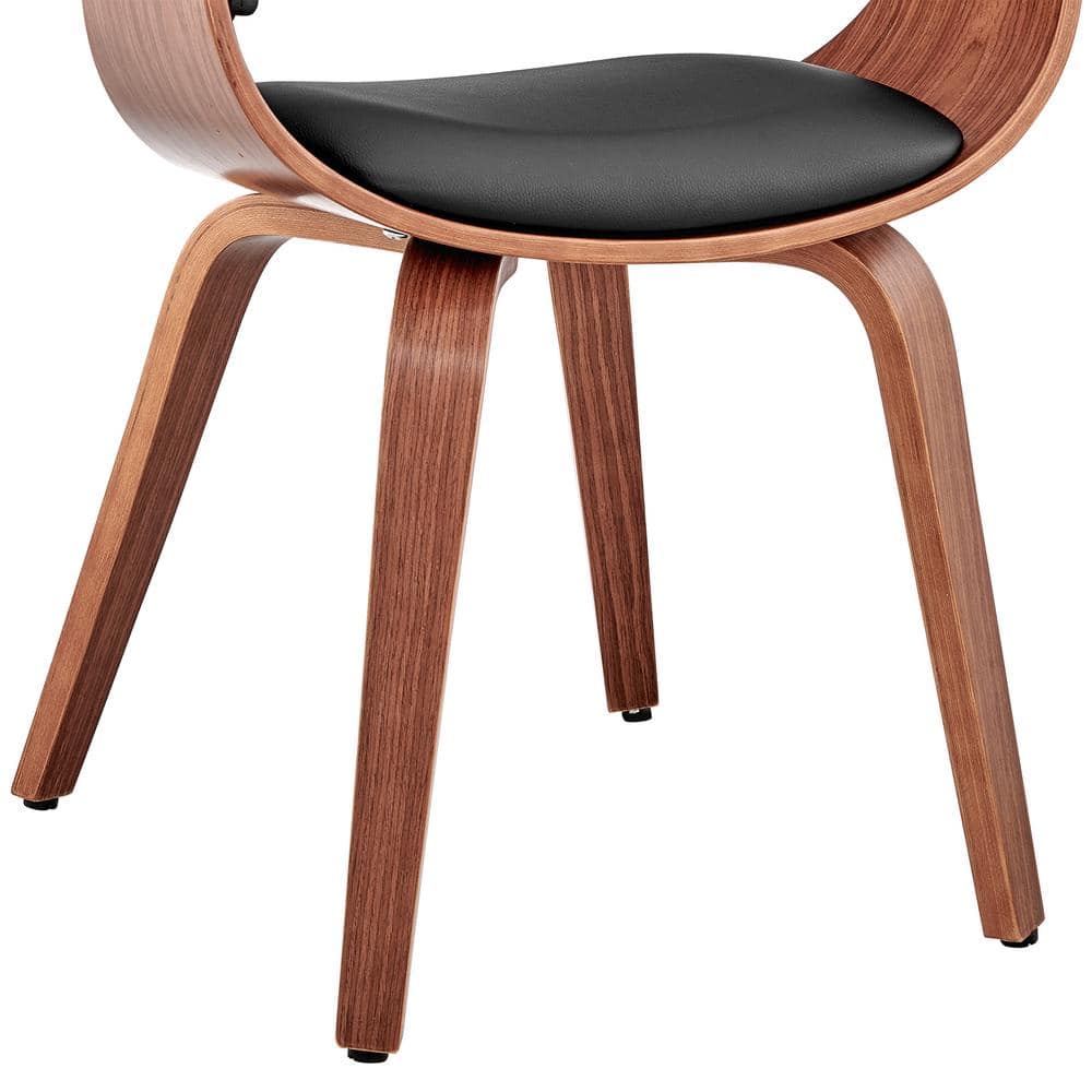 Adalyn Contemporary Black Faux Leather & Walnut Wood Arm Chair