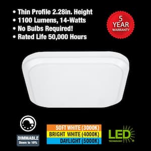 12 in. Square Low Profile LED Flush Mount Closet Light Fixture 1100-Lumens 3000K 4000K 5000K Dimmable (8-Pack)