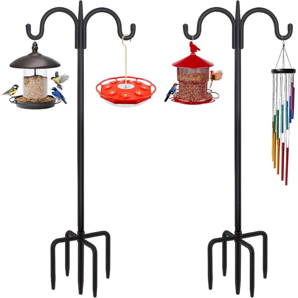 107 in. Double Shepherds Hook for Outdoor, Heavy-Duty 2-Sided Bird Feeder P
