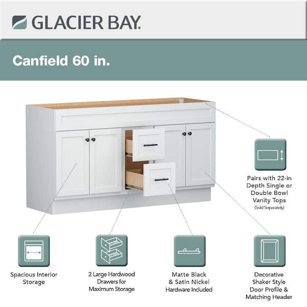 Project Source 60-in White Bathroom Vanity Cabinet
