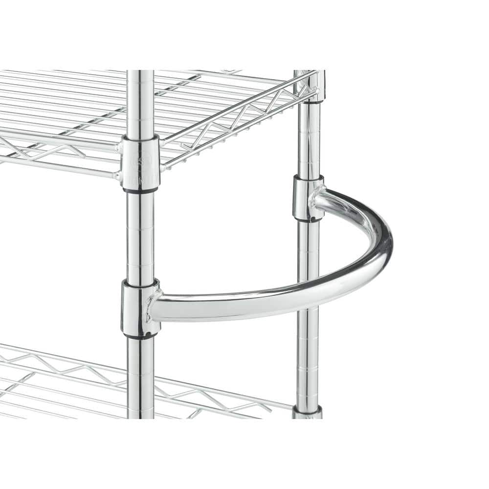 Chrome 24'' Adjustable Steel Pantry Rack with Wheels