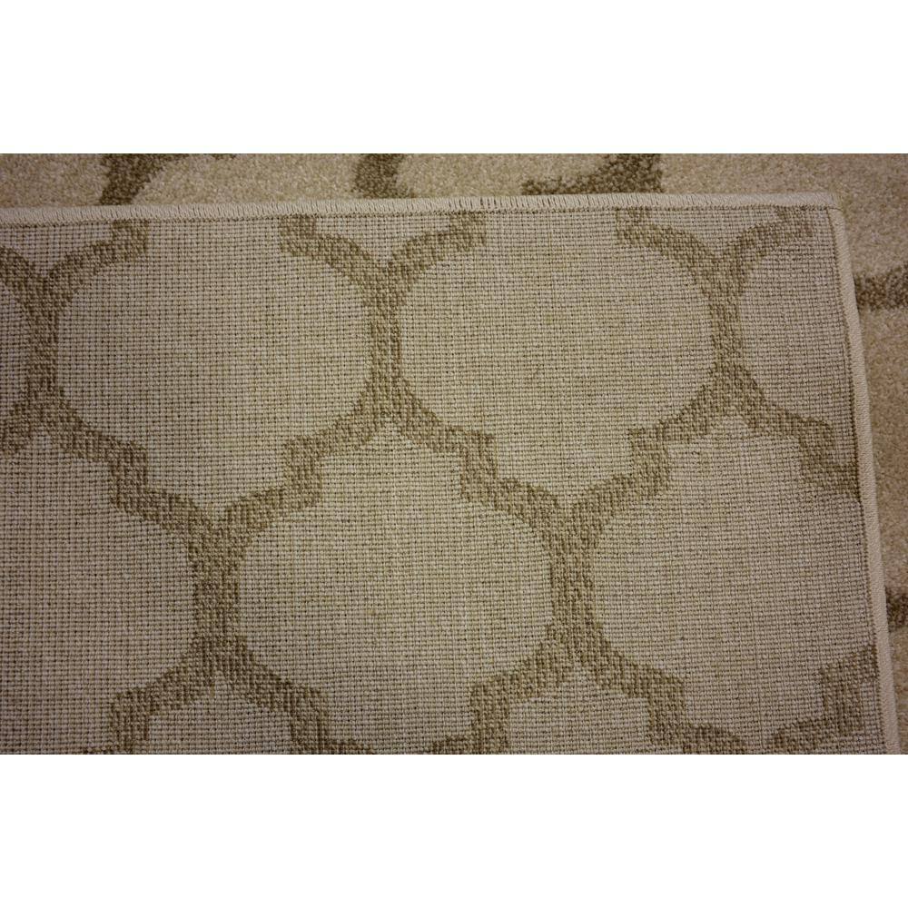 Beige and Light Brown Trellis Synthetic Rectangular Area Rug