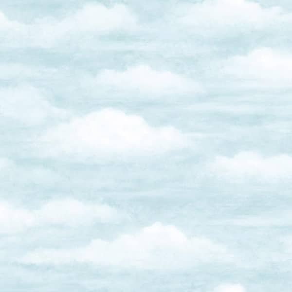 Chesapeake Daydreamer Light Blue Clouds Faux Effects Light Blue Paper Strippable Roll (Covers 56.4 sq. ft.)