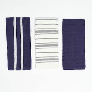 Navy Multi Stripe 100% Cotton Kitchen Towels (3 Piece Set)