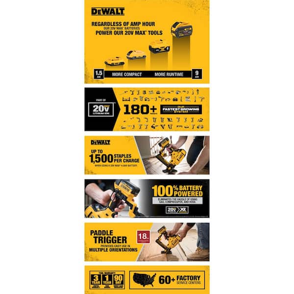 DEWALT - 20V MAX XR 18 GA Cordless Flooring Stapler
