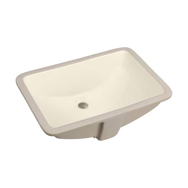 Wells Rhythm Series 20 in. Rectangular Undermount Single Bowl Bathroom Sink in Bisque