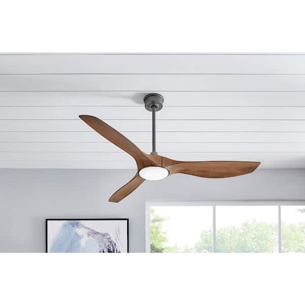 Marlon 66 in. Smart Indoor Natural Iron Ceiling Fan with Adjustable White LED with Remote Included Powered by Hubspace