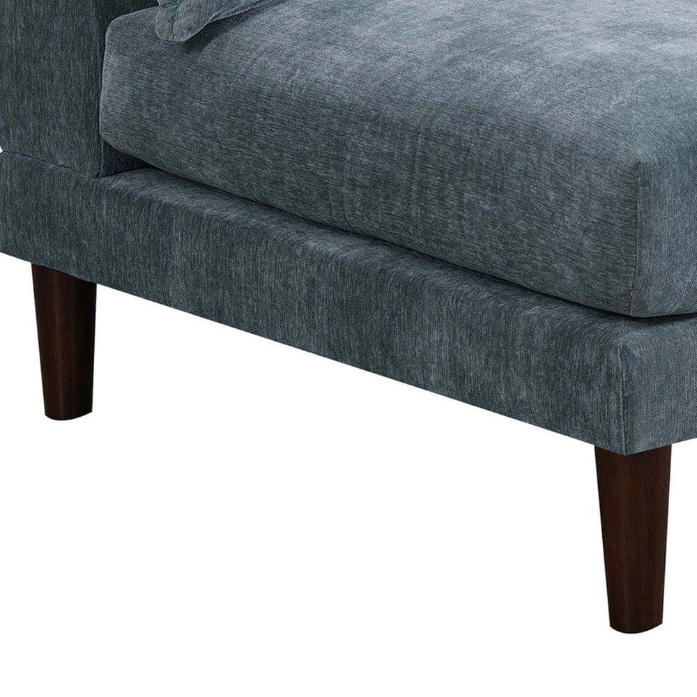 Slate Blue Suede-Like Modular Armless Sofa Chair with Lumbar Cushion