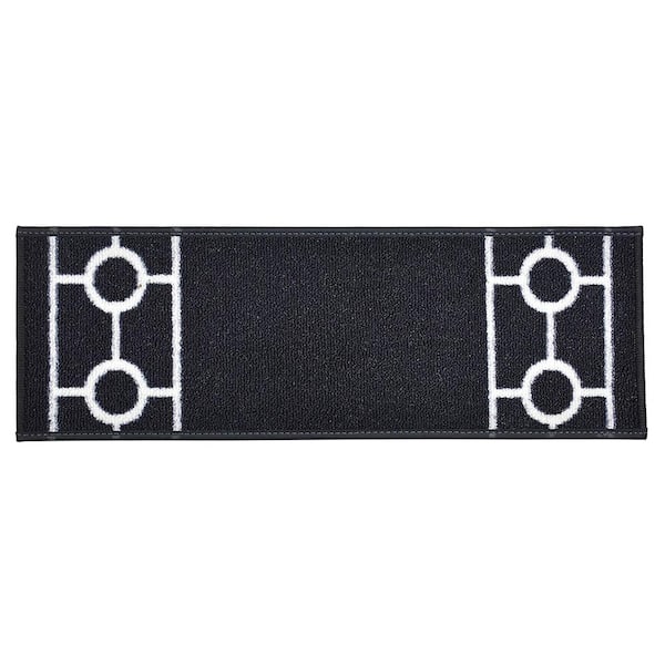 RugStylesOnline Chain Border Custom Size Black 9.5 in. x 32 in. Indoor Carpet Stair Tread Cover Slip Resistant Backing (Set of 13)