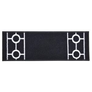 Chain Border Custom Size Black 9.5 in. x 32 in. Indoor Carpet Stair Tread Cover Slip Resistant Backing (Set of 13)