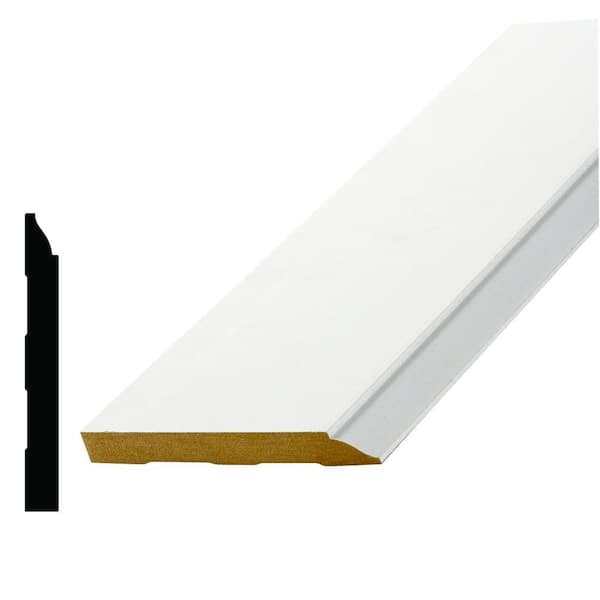 Pro Pack 620 1/2 in. x 4-1/4 in. x 96 in. Primed Baseboard Moulding (4-Pack − 32 Total Linear Feet)
