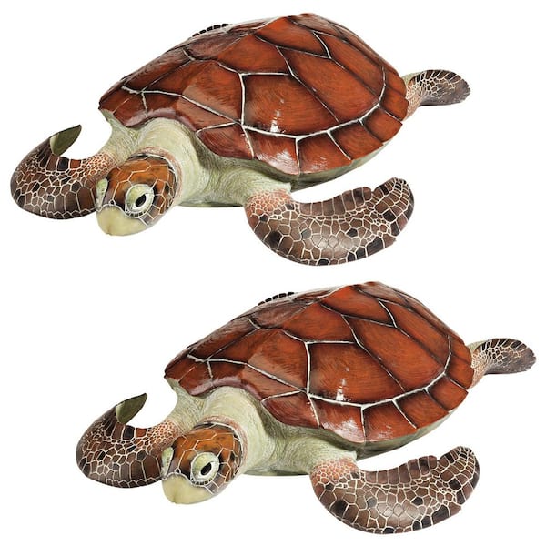 Design Toscano Flat Back Sea Turtle Statue Set (2-Piece)