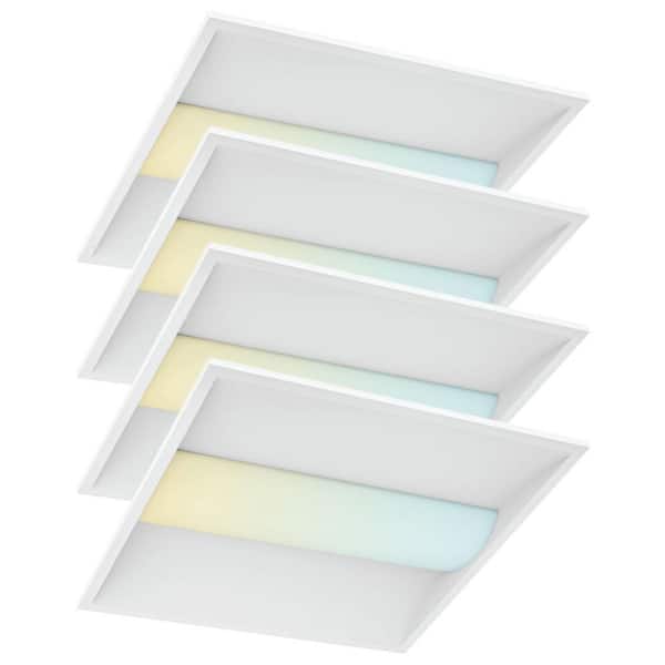 40-Watt 2x2 ft.Integrated LED Troffer Light, 3000K-6000K, 2500-5000LM, 0-10V Dimmable, 120-277V ETL DLC Premium 4-Pack