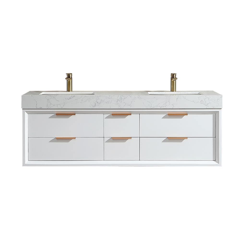 60 in. W x 21 in. D x 21 in. H Single Sink Bath Vanity in White with White 