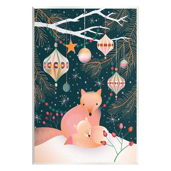 Stupell Industries Winter Foxes Beneath Tree by Verbrugge Watercolor 1-Piece Unframed Graphic Print Animal Poster Art Print 19 in. x 13 in.
