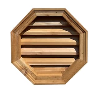 24 in. x 24 in. Octagonal Unifinished Cedar Wood Built-In Screen Gable Vent