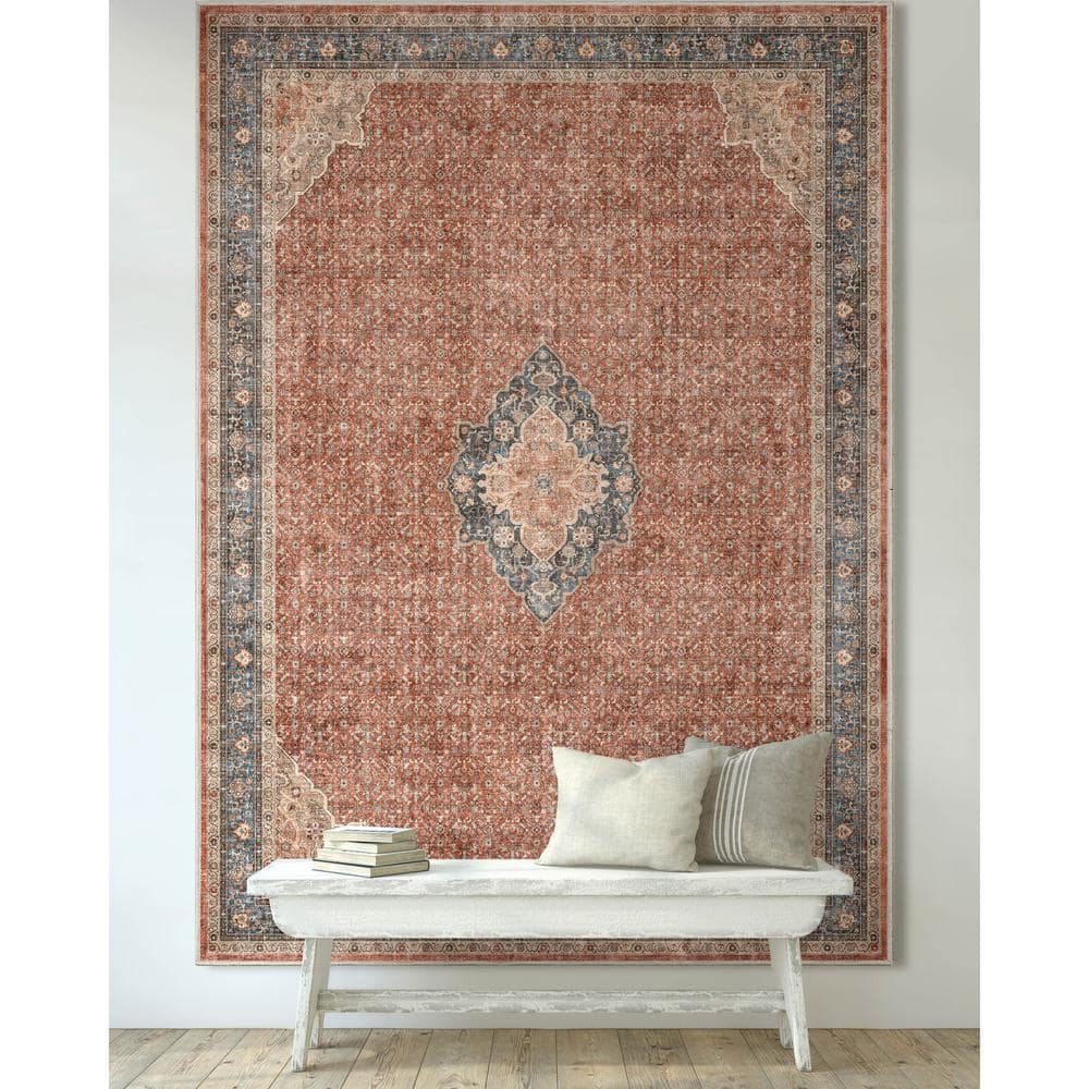 Asha Lilith Vintage Oriental Washable Chenille Rug 3'11" x 5'3"