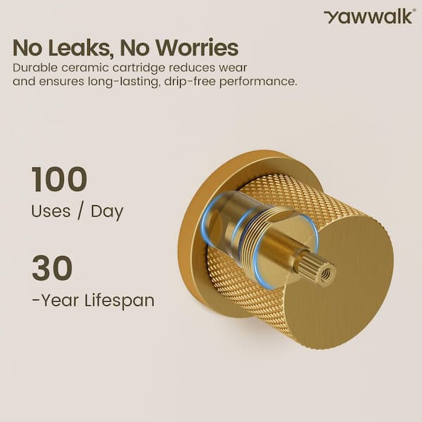 YAWWALK Wall Mount Bathroom Faucet with 2 Handles, Pop-Up Drain