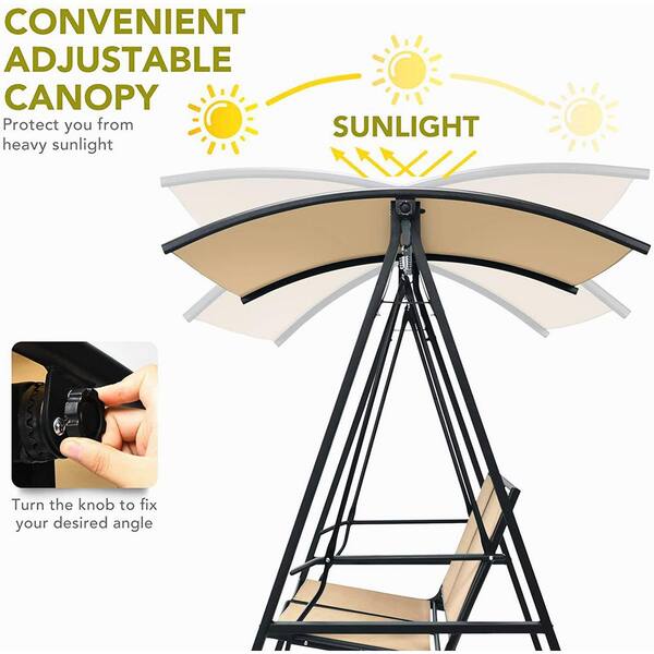 SKONYON 2-Person Metal Outdoor Patio Swing Chair with