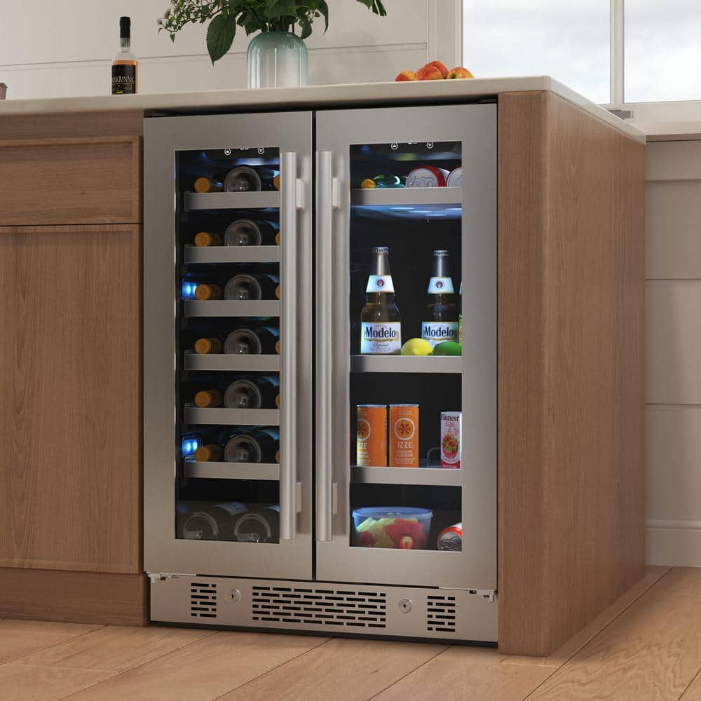 Stainless Steel Dual Zone 21-Bottle 64-Can Beverage Center