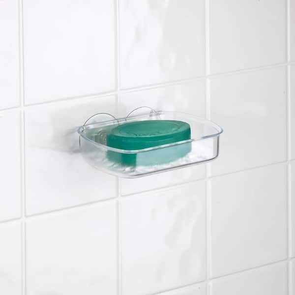 Bath Bliss Gel Suction Soap Dish in Chrome - Shower-mounted Soap Dish with  No Tools Required Installation