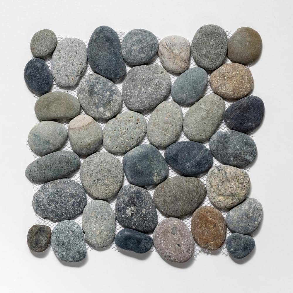 Classic Pebble Gray Blend Natural Stone Mosaic Floor and Wall Tile