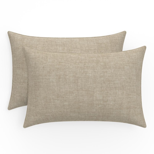 Pillow Perfect Solid Twill 24.5 in W x 5 in H Outdoor Lumbar Throw Pillows 2-Count in Splash Wheat