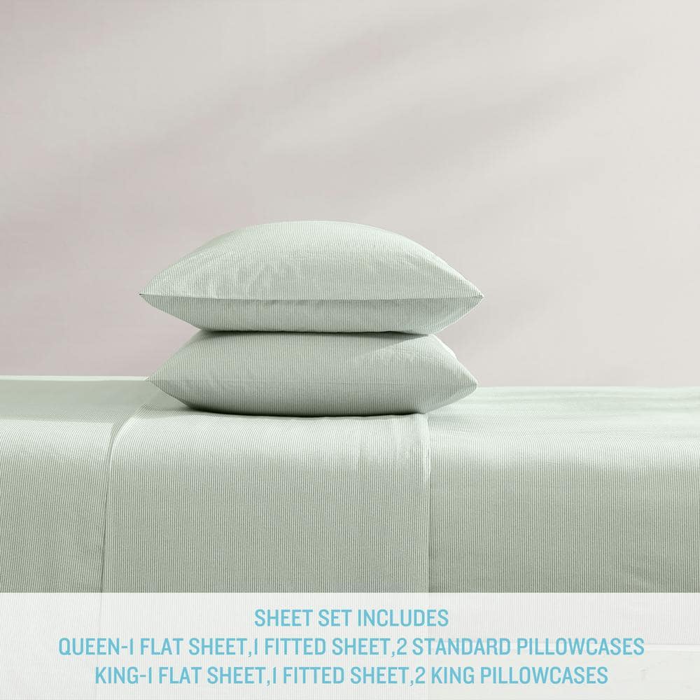 Spring Green Cotton Percale King Sheet Set with Deep Pockets