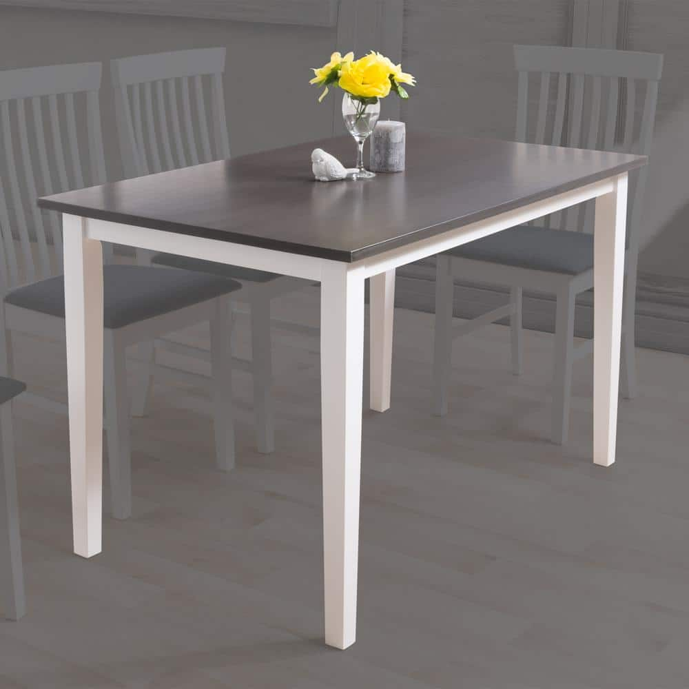 Michigan Two-Toned Wood Dining Table Gray/White - CorLiving: Seats 6, Rubberwood Frame, Mid-Century Modern