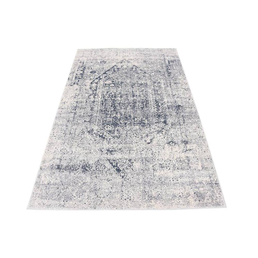 Modern Gray Synthetic 4' x 6' Easy-Care Stain-Resistant Rug