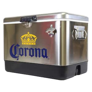 Ice Chest Beverage Cooler with Bottle Opener, 51L (54 qt.), 85 Can Capacity, Silver and Black