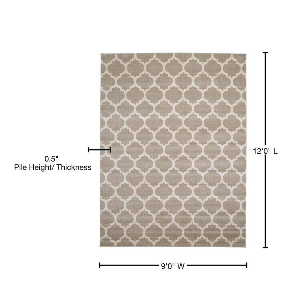 Elegant Trellis Light Brown Indoor Area Rug with Easy Care Features