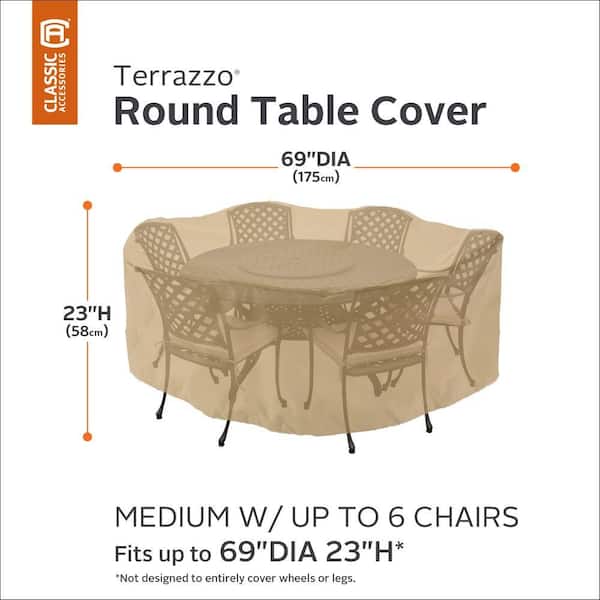 Classic Accessories Terrazzo Round Patio Table Cover 