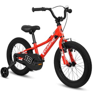 Red Kids' Bike 18 in. Wheels 1-Speed Boys Girls Child Bicycles for 6-9-Years with Removable Training Wheels Baby Toys