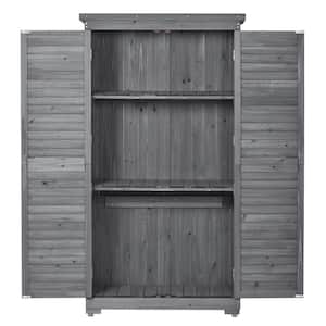34.3 in. W x 18.3 in. D x 63 in. H Gray Wood Outdoor Storage Cabinet, 3-Tier Patio Wooden Lockers with Fir Wood