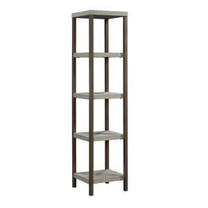 66.26 in. Mystic Oak Metal 4-shelf Etagere Bookcase with Open Back