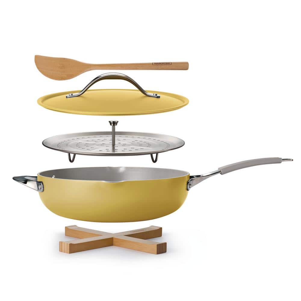 Mustard Yellow 5-Piece Non-Stick Ceramic Coated Aluminum Cookware Set