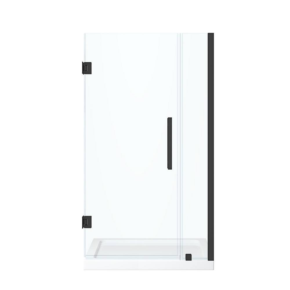 Tampa-Pro 36'' Black Frameless Glass Shower Kit with Acrylic Base