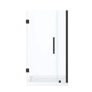 Tampa-Pro 38 in. L x 36 in. W x 75 in. H Alcove Shower Kit w/ Pivot Frameless Shower Door in Black and Shower Pan