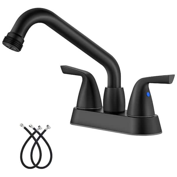 2-Handle 4 in. Centerest Utility Faucet in Matte Black