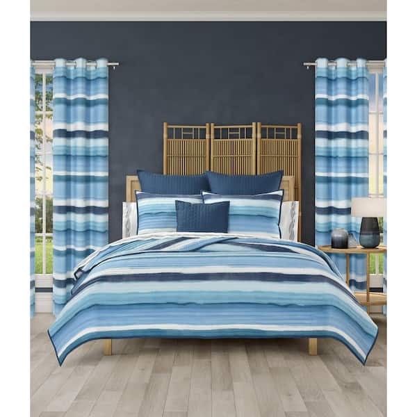 Unbranded Balboa 3-Pieces Blue Polyester King/Cal King Quilt Set