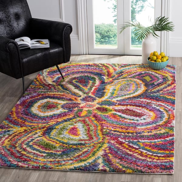 Fiesta Shag Multi Doormat 3 ft. x 5 ft. Floral Area Rug