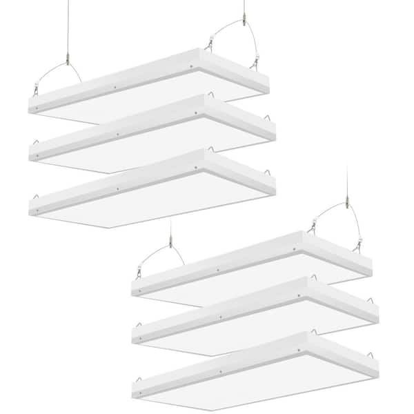 2 ft. 500-Watt Equivalent Integrated LED White High Bay Light, 16000LM Industrial Workshop Linear Hanging Light, 6-Pack