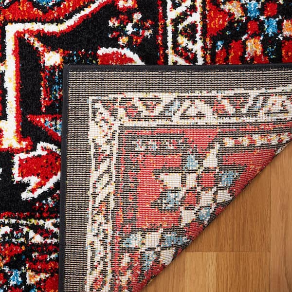 SAFAVIEH Vintage Hamadan 2 ft. x 8 ft. Red/Black Aztec Ornate