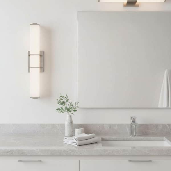 Phase 2.2 LED Collection 24" Brushed Nickel White Shade Modern Bath Vanity Light