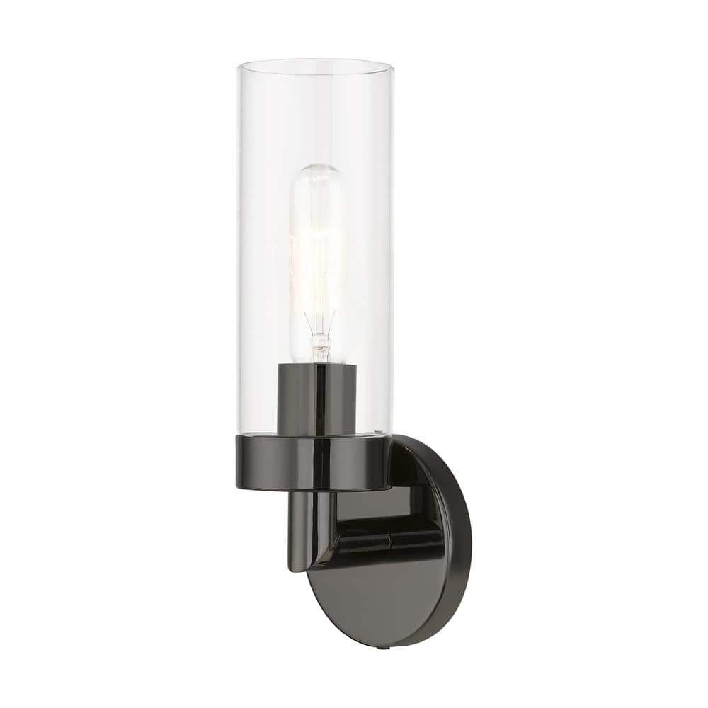Hastings 4.25 in. 1-Light Black Chrome ADA Wall Sconce with Clear Glass price history on PriceWatchPro