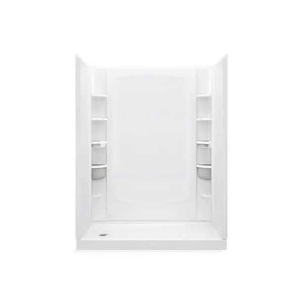 STORE+ 60 in. L x 30 in. W x 30 in. H 4-Piece Alcove Shower Kit with Direct-to-stud Shower Wall and Shower Pan in White