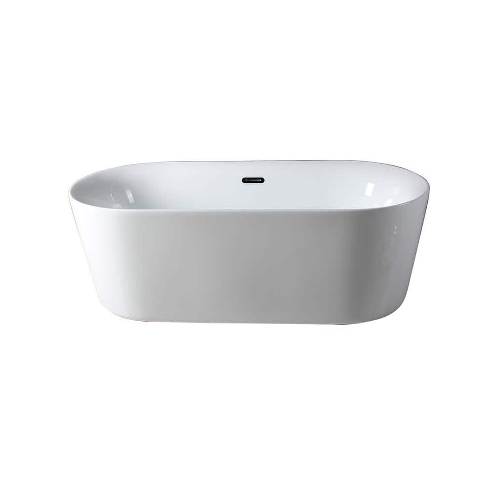 Como 66.5 in. Acrylic Oval Slipper Flatbottom Non-Whirlpool Bathtub in Whit