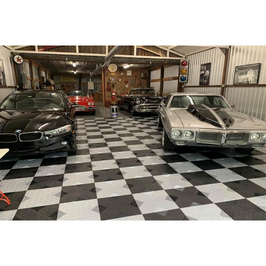 Hybrid-X Black Vented Diamond Plate Polypropylene Garage Tiles